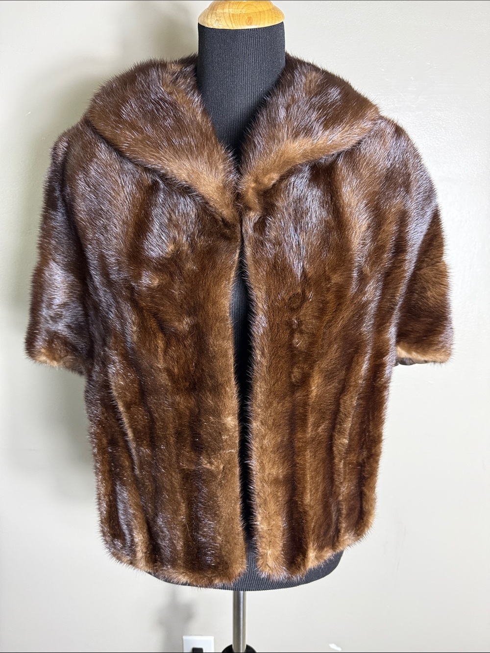 Vintage Brown Mink Fur Stole Short Coat Capelet